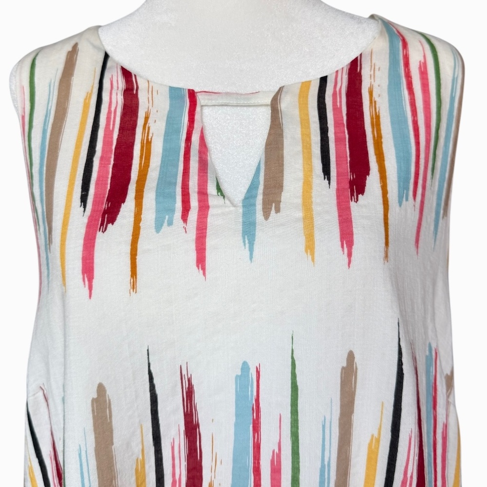 Louche Abstract Brush 100% Cotton Sleeveless‎ Dress Sz 10 - Picture 3 of 8